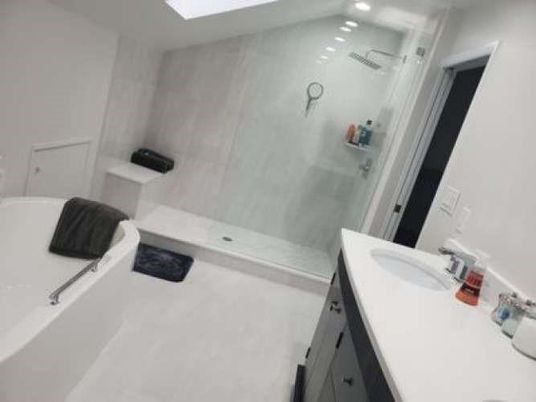 Bathroom, Glass Shower, Interior, Recessed Lighting