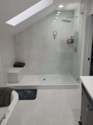 Bathroom, Glass Shower, Interior, Recessed Lighting