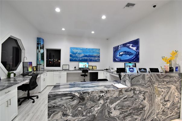 Home Office, Interior, Recessed Lighting, Wood Texture Flooring