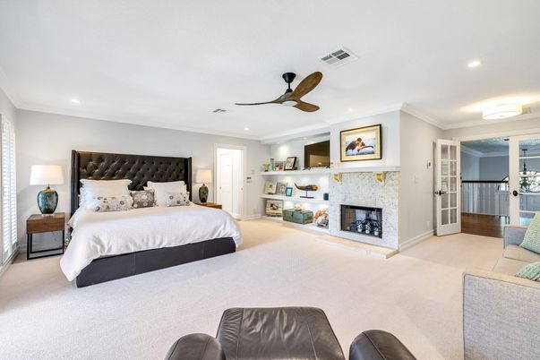 Bedroom, Fireplace, Interior, Recessed Lighting