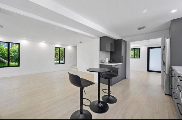 Interior, Kitchen, Recessed Lighting, Wood Texture Flooring