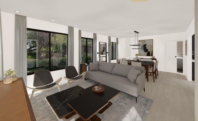 Dining room, Interior, Kitchen, Living room, Pendant Lights, Recessed Lighting
