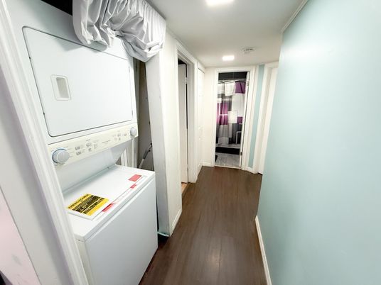 Interior, Recessed Lighting, Utility Closets, Washer, Wood Texture Flooring