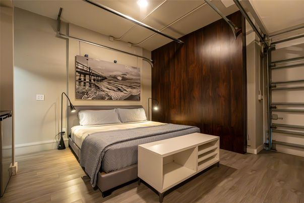 Bedroom, Interior, Wood Texture Flooring, Wooden Walls