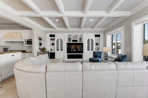 Interior, Kitchen, Living room, Recessed Lighting, Wooden Ceilings