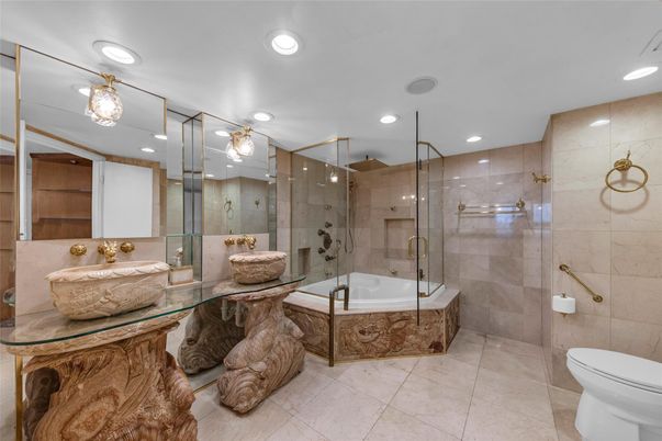 Bathroom, Glass Shower, Interior, Recessed Lighting