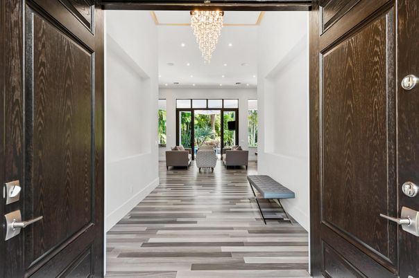 Chandelier, Interior, Recessed Lighting, Wood Texture Flooring