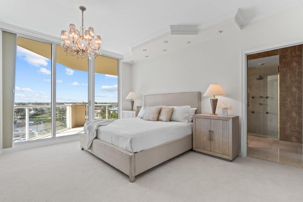 Bathroom, Bedroom, Chandelier, Glass Shower, Interior, Recessed Lighting
