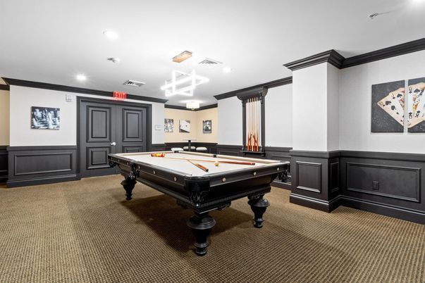 Billiard Table, Game Room, Interior, Pendant Lights, Recessed Lighting
