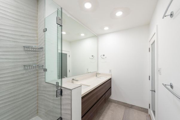 Bathroom, Glass Shower, Interior, Recessed Lighting