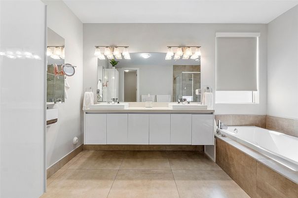 Bathroom, Dual Sink Vanities, Glass Shower, Interior