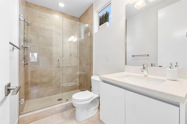Bathroom, Glass Shower, Interior, Recessed Lighting