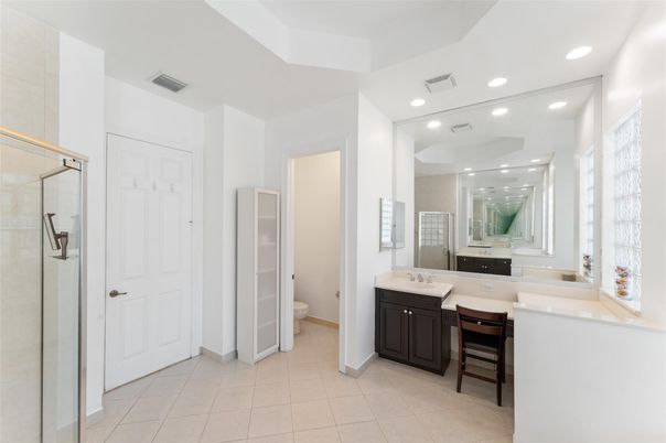 Bathroom, Glass Shower, Interior, Recessed Lighting