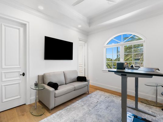 Home Office, Interior, Recessed Lighting, Wood Texture Flooring