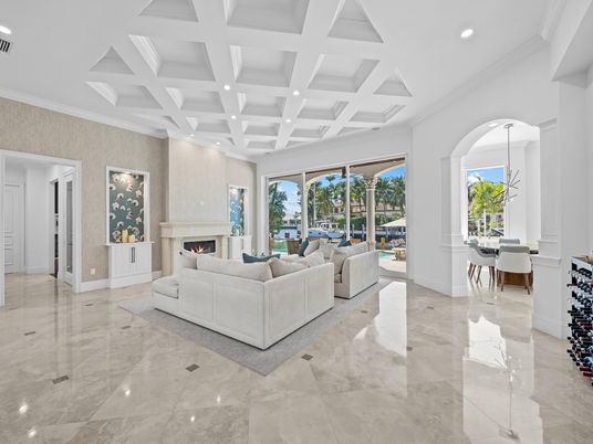 Dining room, Fireplace, Interior, Living room, Pendant Lights, Recessed Lighting
