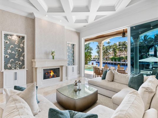 Fireplace, Interior, Living room, Recessed Lighting, Water