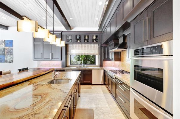 Interior, Kitchen, Pendant Lights, Recessed Lighting, Stainless Steel Appliances