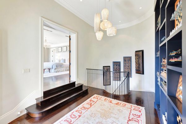 Bedroom, Interior, Pendant Lights, Recessed Lighting, Wood Texture Flooring