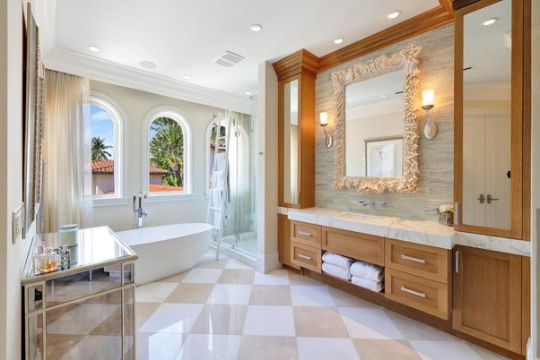 Bathroom, Dual Sink Vanities, Free Standing Baths, Glass Shower, Interior, Recessed Lighting