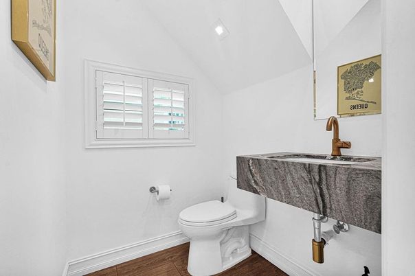 Bathroom, Interior, Recessed Lighting, Wood Texture Flooring