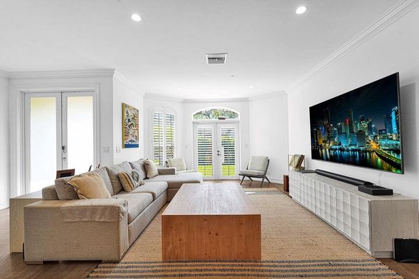 Interior, Living room, Recessed Lighting, Wood Texture Flooring