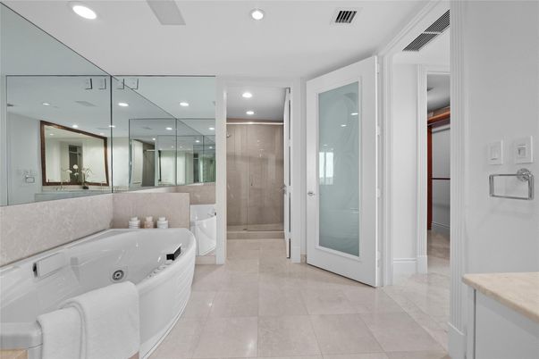 Bathroom, Glass Shower, Interior, Recessed Lighting