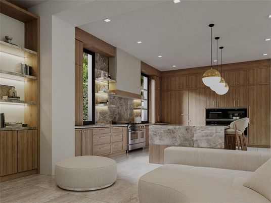 Interior, Kitchen, Pendant Lights, Recessed Lighting, Stainless Steel Appliances