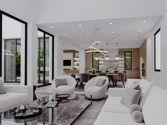 Dining room, Interior, Living room, Pendant Lights, Recessed Lighting