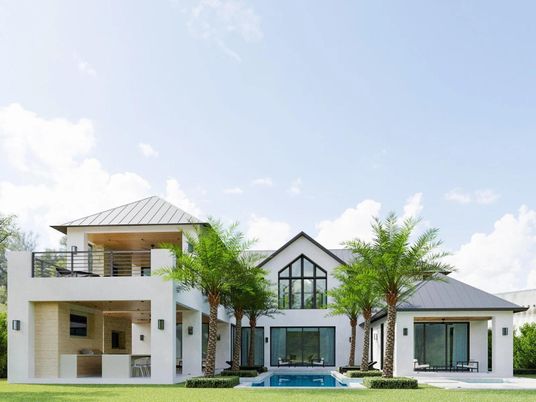 Backyard, Exterior, Facade, Pool, Modern