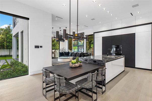 Interior, Kitchen, Pendant Lights, Recessed Lighting, Wood Texture Flooring