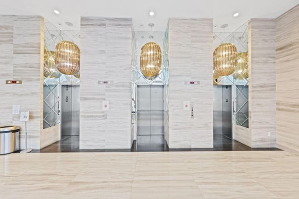 Chandelier, Elevator, Interior, Recessed Lighting