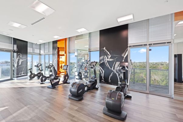 Fitness Equipment, Interior, Recessed Lighting, Wood Texture Flooring