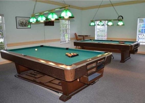 Billiard Table, Chandelier, Game Room, Interior, Pendant Lights