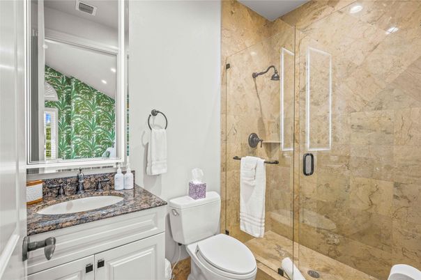 Bathroom, Glass Shower, Interior, Recessed Lighting