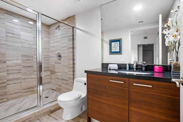 Bathroom, Glass Shower, Interior, Recessed Lighting