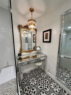 Bathroom, Chandelier, Interior