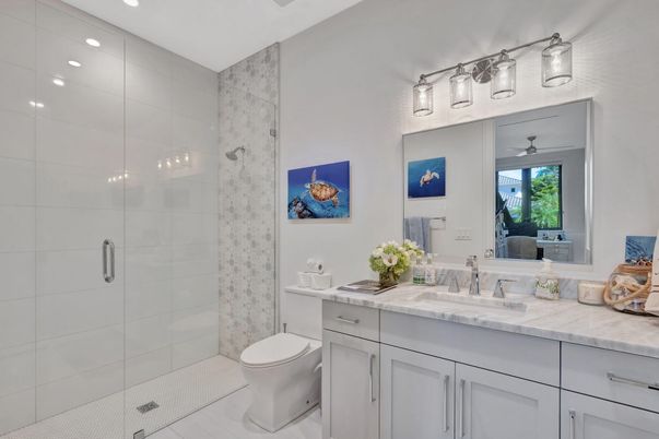 Bathroom, Glass Shower, Interior, Recessed Lighting