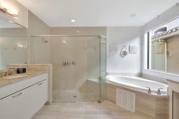 Bathroom, Glass Shower, Interior, Recessed Lighting