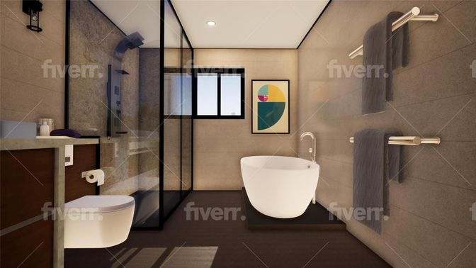 Bathroom, Free Standing Baths, Glass Shower, Interior, Recessed Lighting