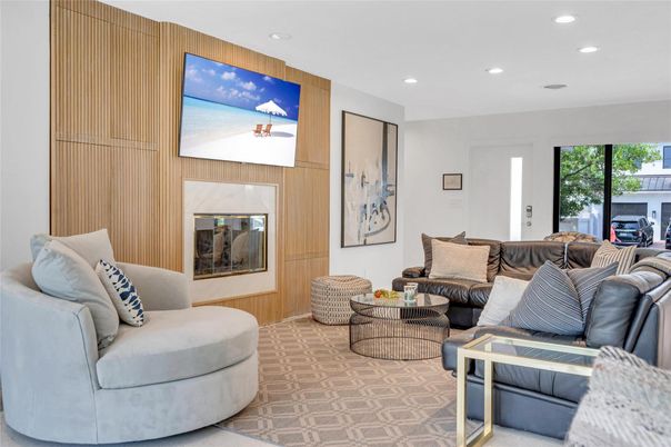 Interior, Living room, Recessed Lighting, Wooden Walls