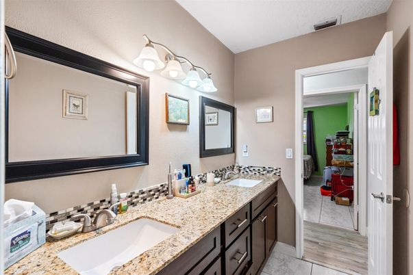 Bathroom, Dual Sink Vanities, Interior, Wood Texture Flooring