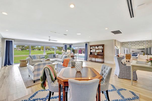 Dining room, Interior, Living room, Recessed Lighting, Wood Texture Flooring