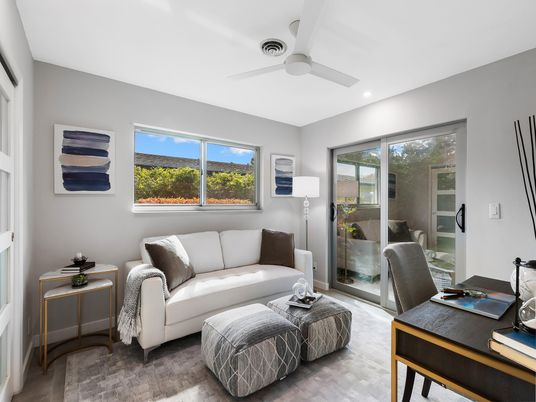 Home Office, Interior, Recessed Lighting, Wood Texture Flooring