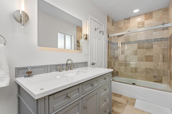 Bathroom, Glass Shower, Interior, Recessed Lighting