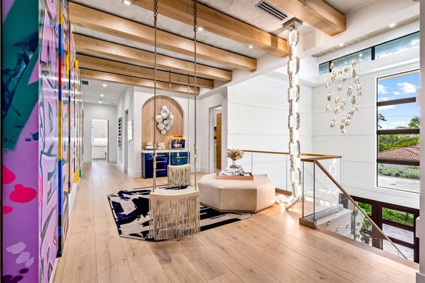 Interior, Pendant Lights, Recessed Lighting, Wooden Beams, Wood Texture Flooring