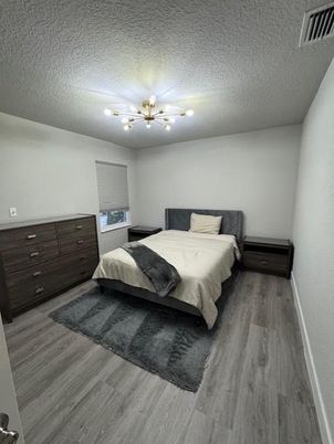 Bedroom, Interior, Pendant Lights, Wood Texture Flooring