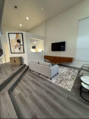 Interior, Living room, Recessed Lighting, Wood Texture Flooring