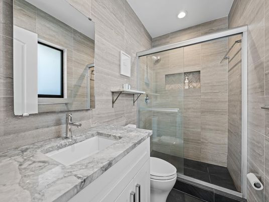 Bathroom, Glass Shower, Interior, Recessed Lighting