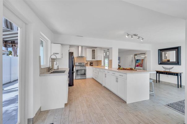 Interior, Kitchen, Stainless Steel Appliances, Wood Texture Flooring