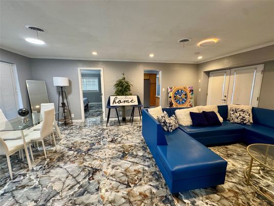 Dining room, Interior, Living room, Marble, Recessed Lighting